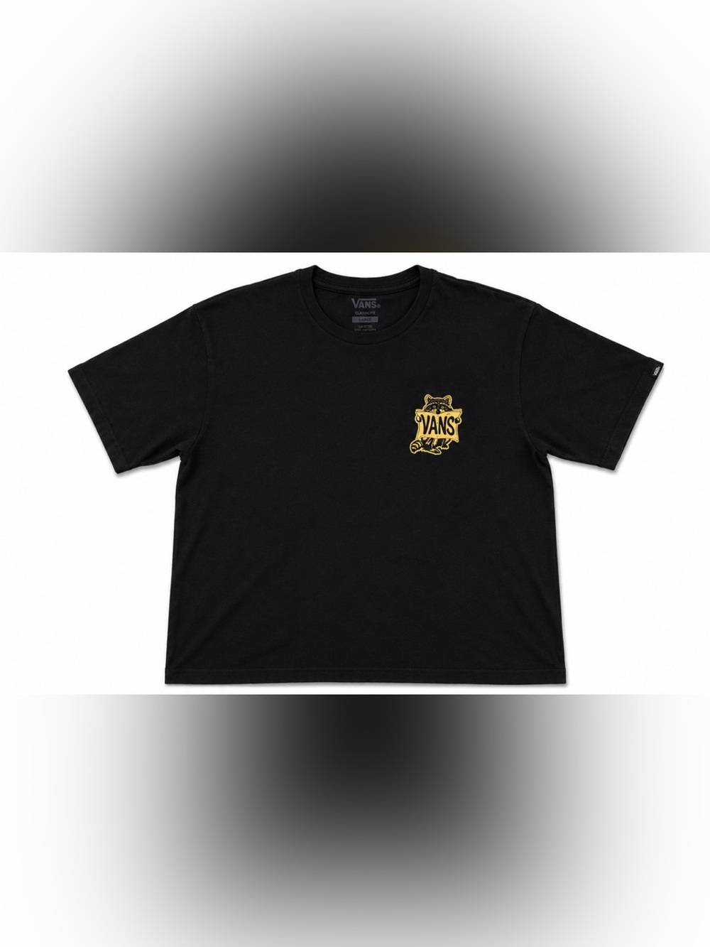 Vans Black Short Sleeve Tee with Yellow Logo Patch